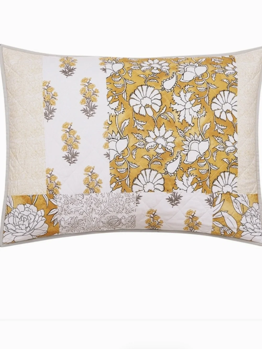 Golden Saffron Patchwork Queen Quilt Set Cottage Floral Shabby Chic